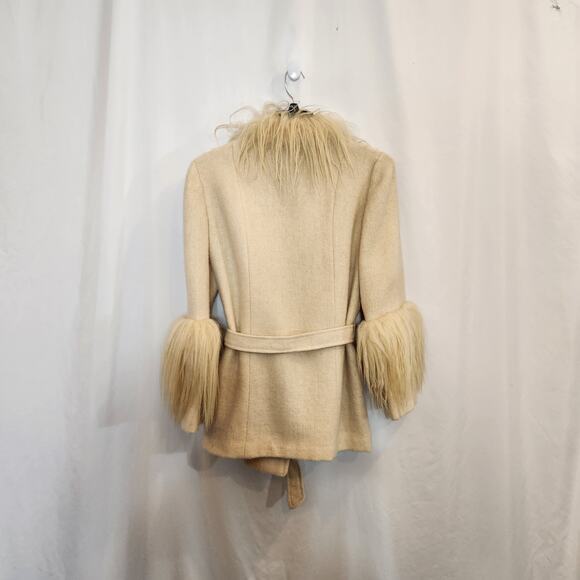 Quiet Luxury Winter Coat Cream 100% Icelandic Wool RARE Size 42 VTG Movie Prop - Picture 3 of 11